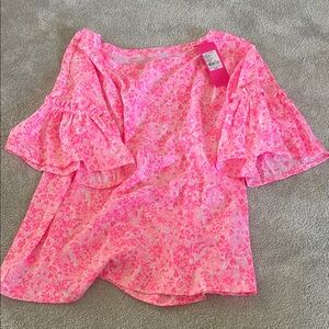 Lilly Pulitzer Pink Shandy Invest A Gator Ziva Top Size M NWT